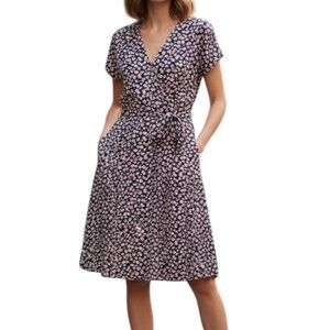 Mountain Warehouse Ditsy Floral Short Sleeve Cotton Midi Dress Size 12 Pink Grey